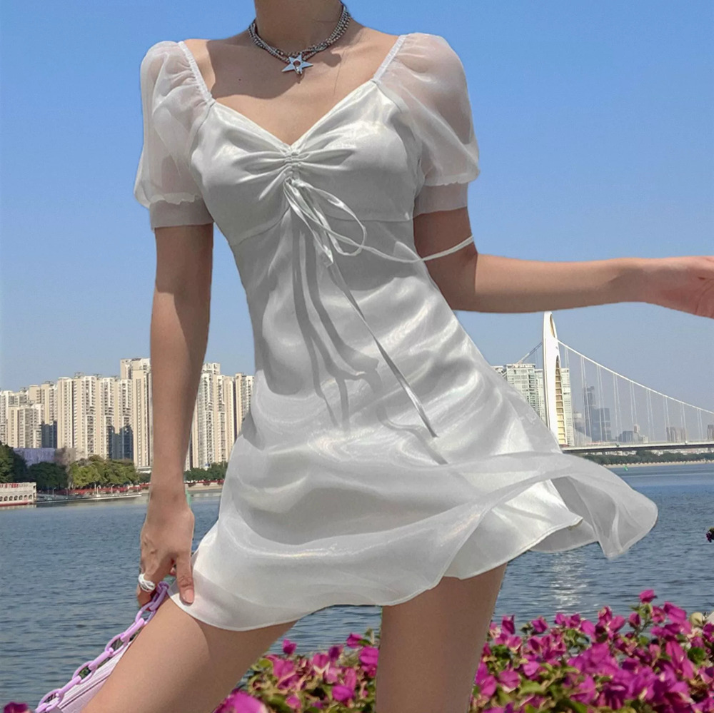 ZARA Y2K Retro Corset Princess Puff Sleeve Sheer Mini Dress
